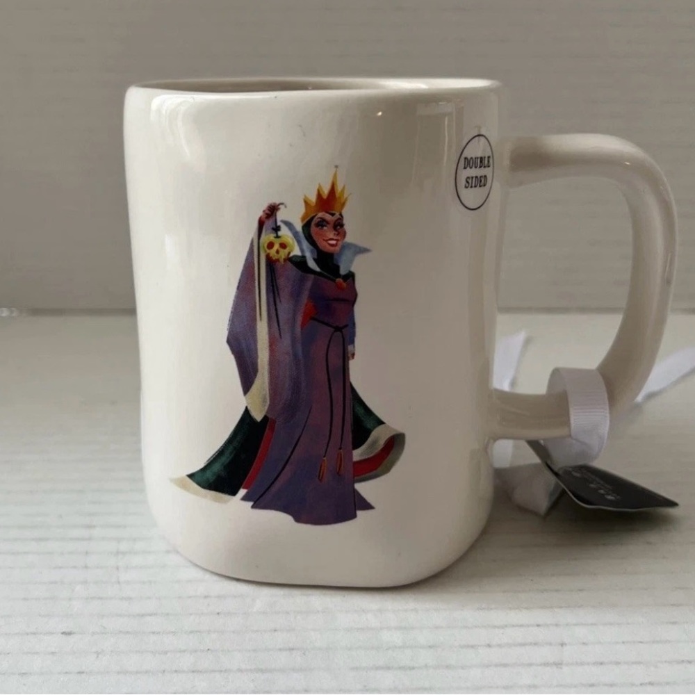 Rae Dunn Disney Villains Snow White Evil Queen Double Sided Mug Poison Apple New